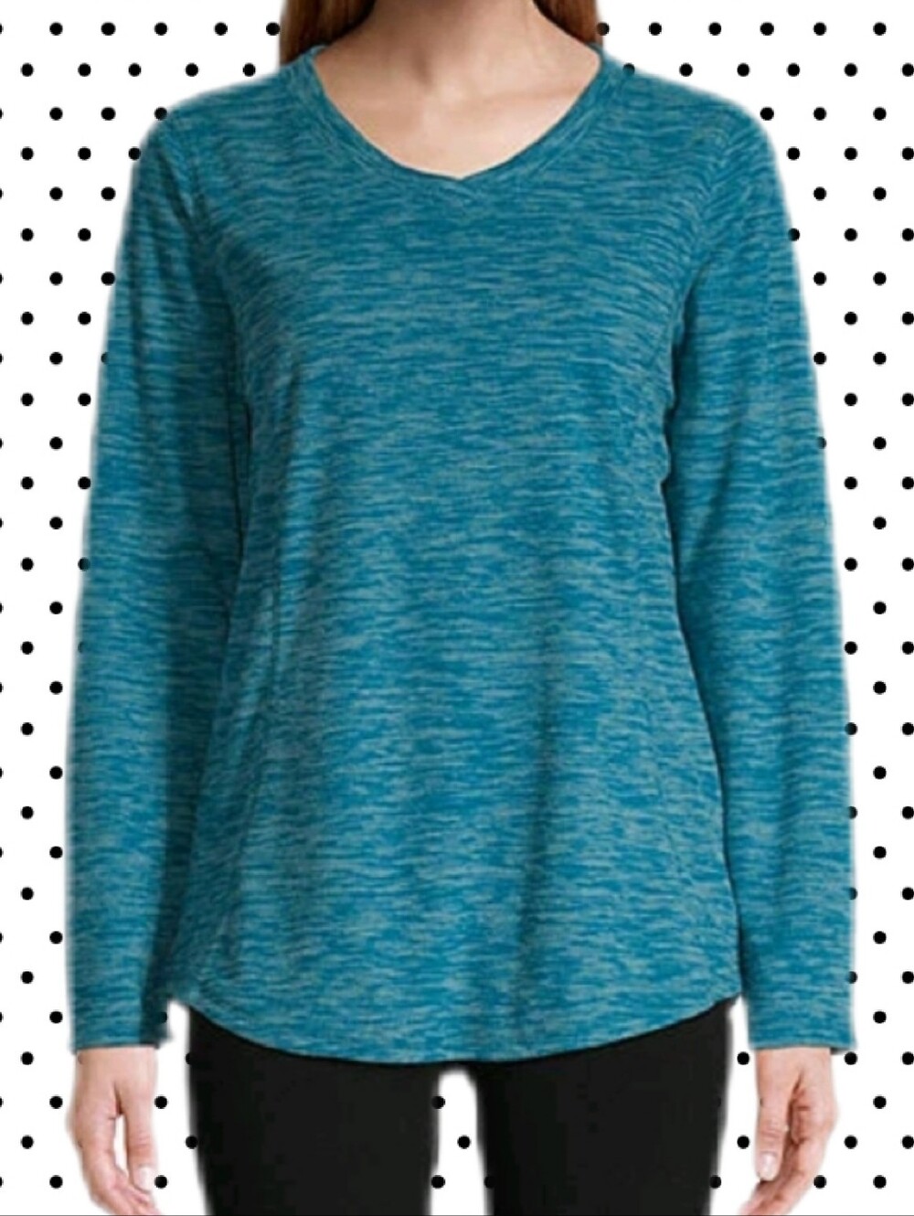 LIKE NEW Dark Teal V-Neck Long-Sleeved Fleece shirt Women's Large
